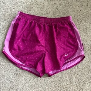 Nike Women's Fuchsia Athletic Running Shorts with Light Pink Trim